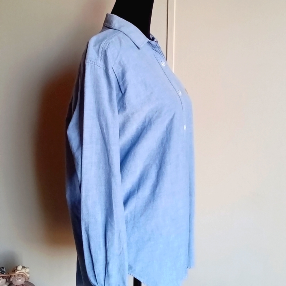 VINTAGE LIZ CLAIBORNE SPORT BLUE BUTTON DOWN SHIRT SMALL